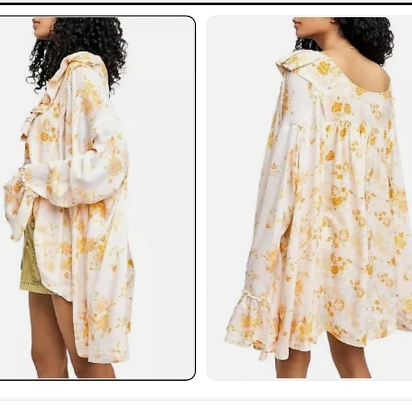 Free People Loretta Printed Tunic Top Tea Combo Size XS - Picture 3 of 6